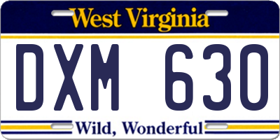 WV license plate DXM630