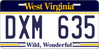 WV license plate DXM635
