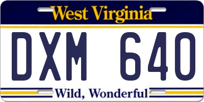 WV license plate DXM640