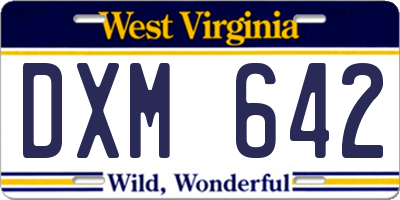 WV license plate DXM642