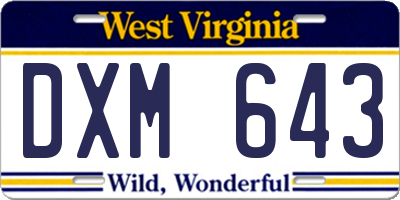 WV license plate DXM643