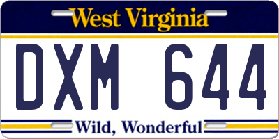 WV license plate DXM644