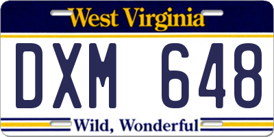 WV license plate DXM648
