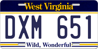 WV license plate DXM651