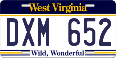 WV license plate DXM652