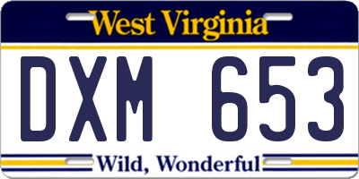 WV license plate DXM653