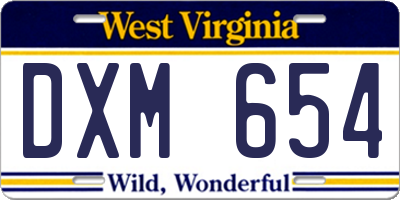 WV license plate DXM654