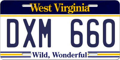 WV license plate DXM660