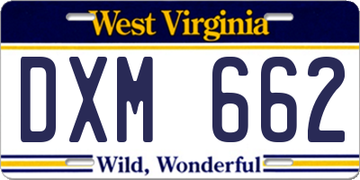 WV license plate DXM662