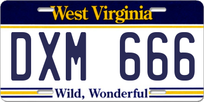 WV license plate DXM666