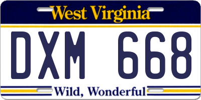WV license plate DXM668