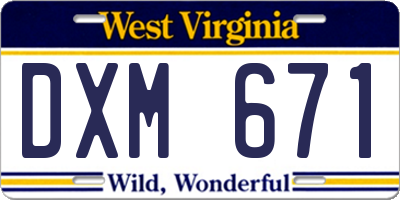 WV license plate DXM671