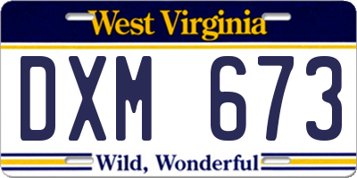 WV license plate DXM673