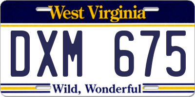 WV license plate DXM675