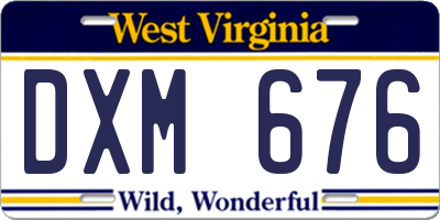 WV license plate DXM676