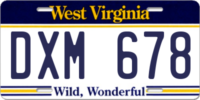 WV license plate DXM678