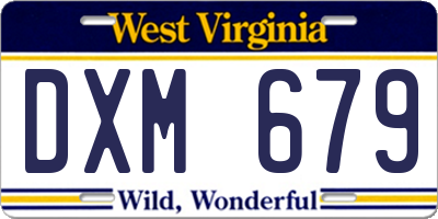 WV license plate DXM679