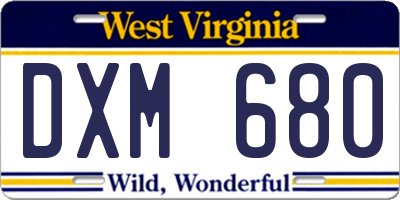 WV license plate DXM680
