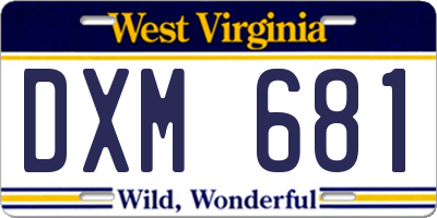 WV license plate DXM681