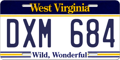 WV license plate DXM684