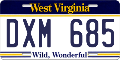 WV license plate DXM685