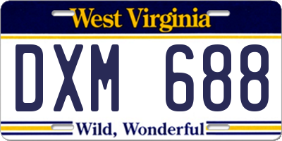 WV license plate DXM688