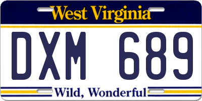 WV license plate DXM689
