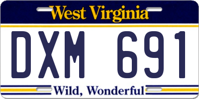 WV license plate DXM691