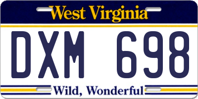 WV license plate DXM698