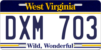 WV license plate DXM703