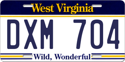 WV license plate DXM704