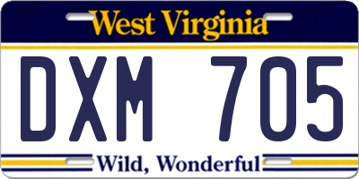 WV license plate DXM705