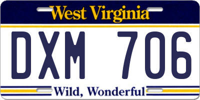 WV license plate DXM706