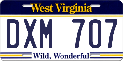 WV license plate DXM707