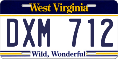 WV license plate DXM712