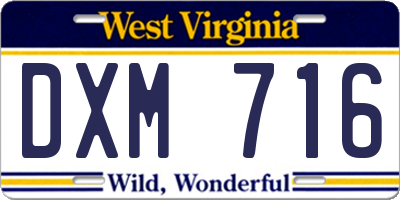 WV license plate DXM716