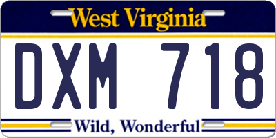 WV license plate DXM718