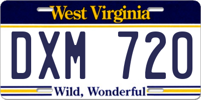 WV license plate DXM720