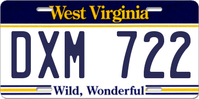 WV license plate DXM722