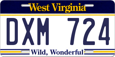 WV license plate DXM724