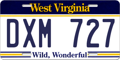 WV license plate DXM727