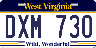 WV license plate DXM730