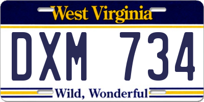 WV license plate DXM734