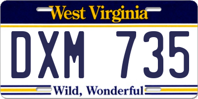 WV license plate DXM735