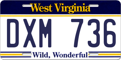WV license plate DXM736