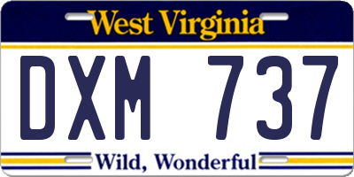 WV license plate DXM737
