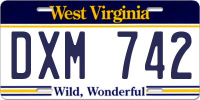 WV license plate DXM742