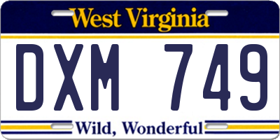 WV license plate DXM749