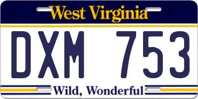 WV license plate DXM753