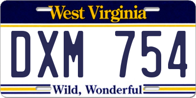 WV license plate DXM754